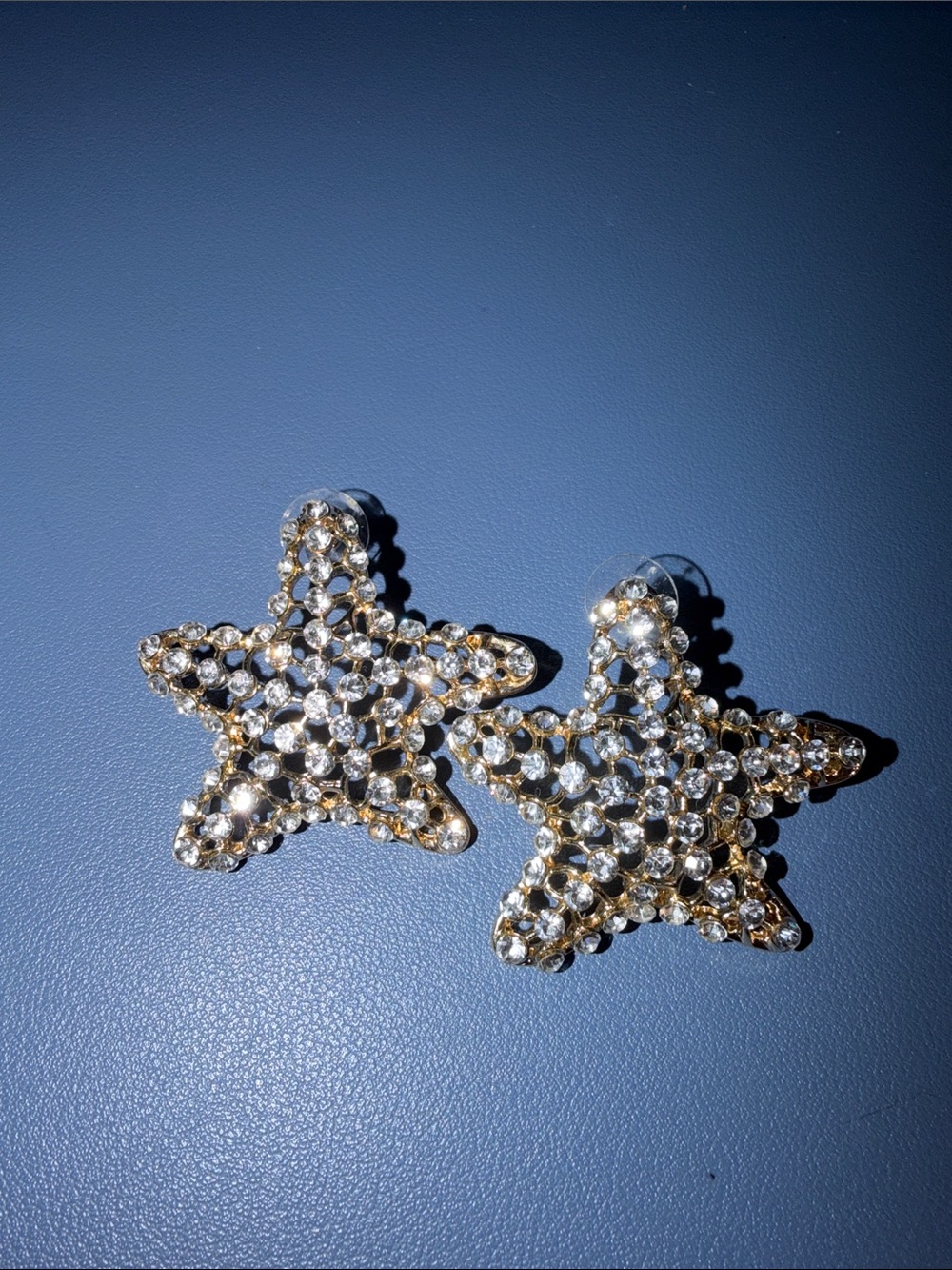 Gold Crystal Star Statement Earrings